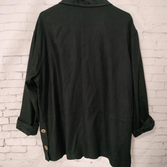 Paul Reid Sz 2/LG Women's Silk Black Jacket Shacket Cuff long Sleeves Floral - Picture 5 of 8